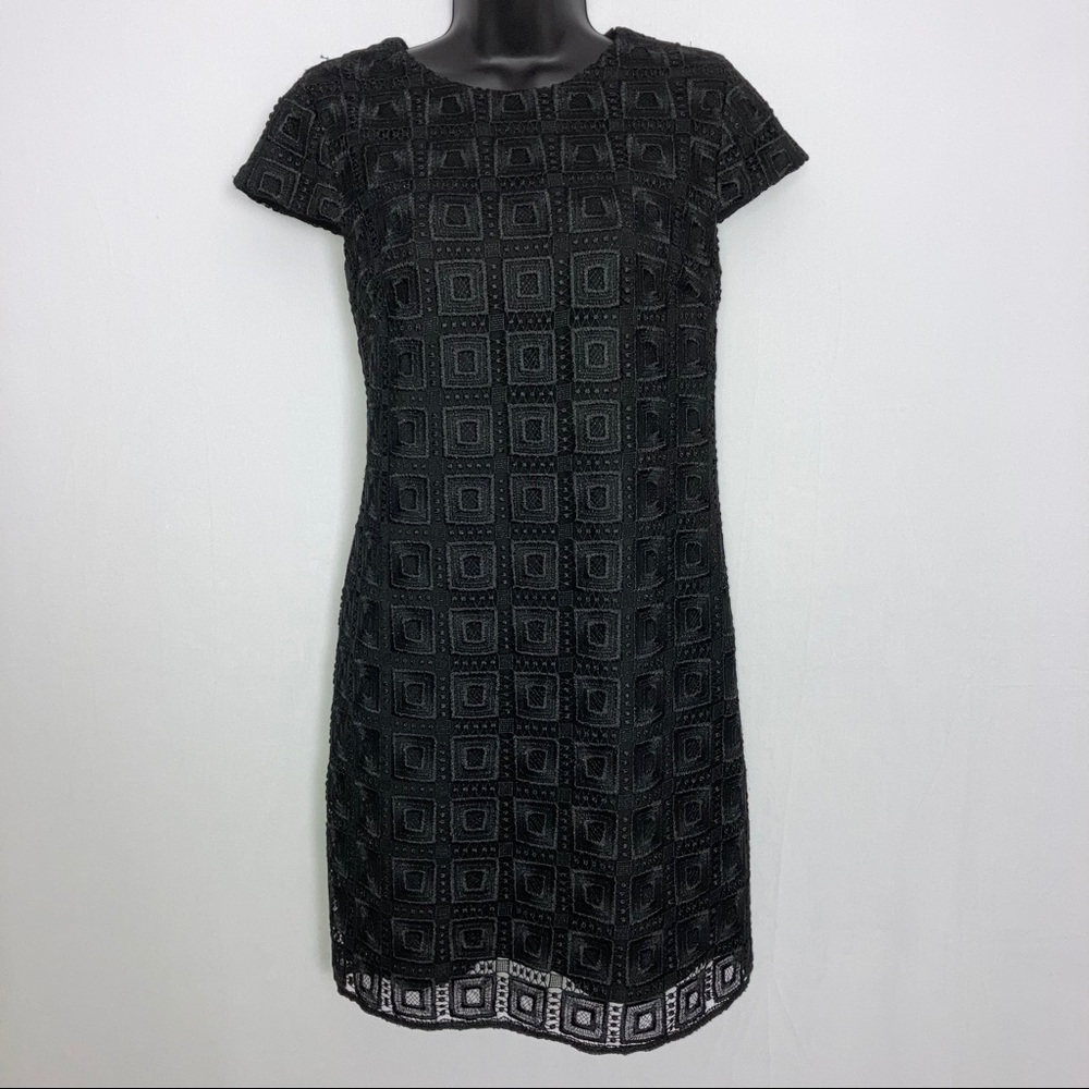 Cynthia Steffe black embroidered overlay dress 6